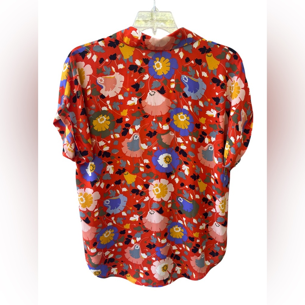 Cabi Orange Floral Visionary Replay Style Blouse Top Women’s Medium 5892 - Picture 3 of 5
